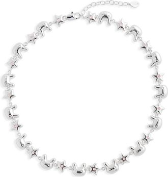 Sandy Liang Terminator Bunny & Star Necklace in Silver at Nordstrom