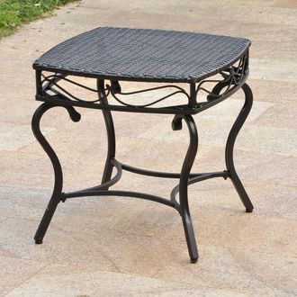 International Caravan Inc Valencia Resin Wicker/Steel Square Round Side Table