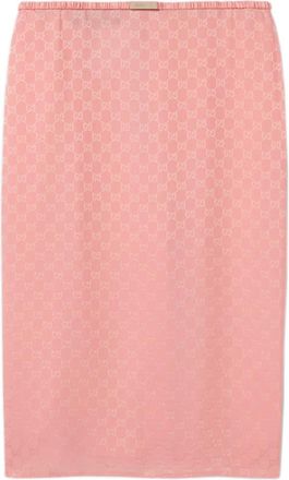 Gucci GG Zijde Jacquard Rok - Dames - Midirokken - Roze - L - Rokken