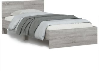 vidaXL Estructura De Cama Cabecero Luces Led Gris Sonoma 100x200 Cm Vidaxl