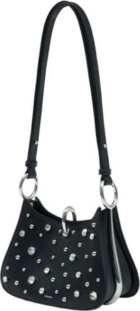 Paco Rabanne Womens Studded Calfskin Shoulder Bag Black