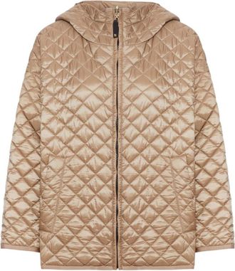 Max Mara Brown Quilted Hooded Jacket