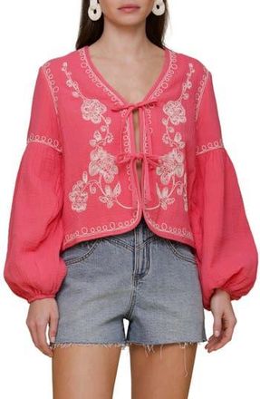 Avec Les Filles Embroidered Blouson Sleeve Jacket in Honeysuckle at Nordstrom Rack, Size X-Large