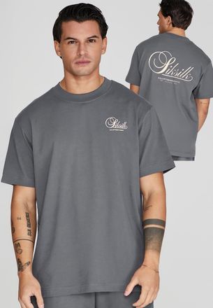 Siksilk Camiseta gráfica gris para hombre SikSilk M
