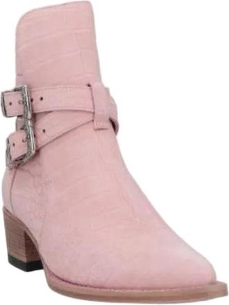 Amiri Croc Embossed Jodhpur Boots- Salmon