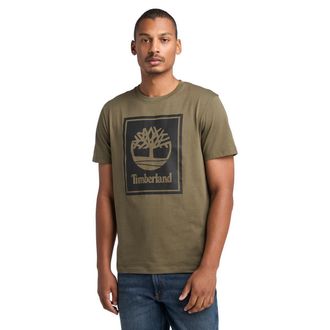 Timberland T-Shirt TIMBERLAND STACK LOGO Short Sleeve Tee, Herren, Gr. M, gr&uuml;n (khaki), Jersey, Obermaterial: 100% Baumwolle, Rundhals, abgesteppt, Shirts T-Shir