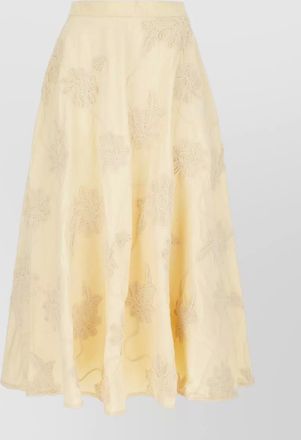 Rotate high waist floral embroidery midi skirt