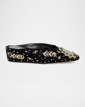 Zimmermann Atelier Embellished Velvet Mules