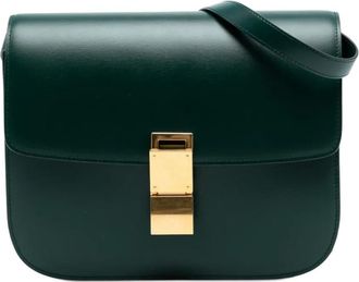Celine 2017 Medium Calfskin Classic Box crossbody bag - Groen