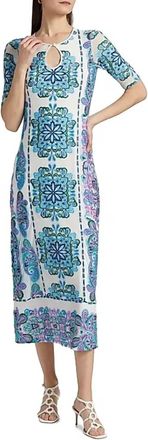 Johnny Was Haddey Mesh Midi Dress In Belmont Sunset