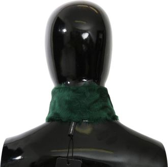 Dolce & Gabbana Green Fur Neck Collar Wrap Lambskin Womens Scarf