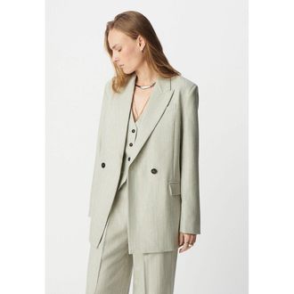 Ikks Blazerjasje met dubbele rij knopen en fijne metallic strepen