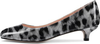 Castamere Women Kitten Stiletto Low Heel Round Close Toe Basic Pumps Court Shoe Slip-on Classic Cute Dress Shoes Grey Leopard 5.5 UK