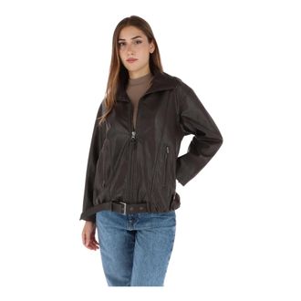 Pepe Jeans London Leren Look Jas - Dames - Leren en Su&egrave;de Jassen - Bruin - M - Leer - Jassen