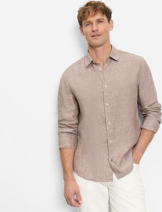 Olymp Leinenhemd OLYMP, Herren, Gr. XXL, N-Gr, braun, Leinenmischung, Obermaterial: 100% Leinen, meliert, unifarben, regular fit normal, 1-Knopf-Manschette 