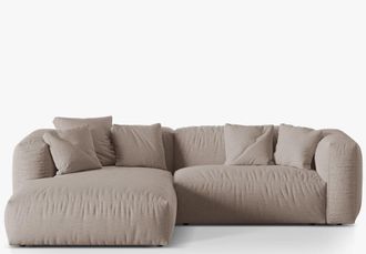 MICADONI Modulares 3-Sitzer Design Ecksofa Martina - Strukturstoff Beige dunkel
