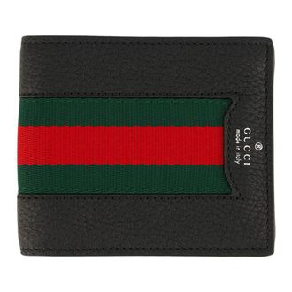 Gucci Web Trademark Bi-fold Portemonnee - Heren - Portefeuilles - Zwart - ONE Size - Leer - Accessoires