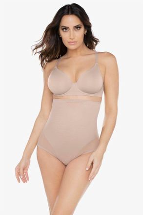Miraclesuit Sexy Sheer Shaping Extra Firm Control High Waist Thong In Stucco