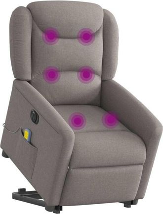 vidaXL Sillón de masaje eléctrico reclinable elevable tela taupé vidaXL