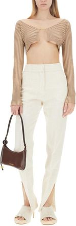 Jacquemus Slim Fit Linen Trousers - White