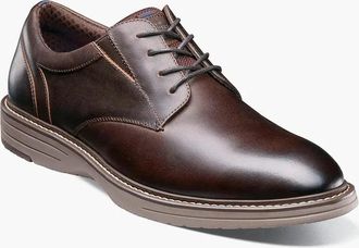 Nunn Bush Mens Nunn Bush Griff 85078-249 Oxford Wide Brown Plain Toe Dress Shoes GAL2041