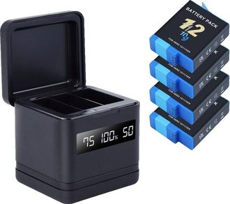 OEM Bater&iacute;a De 2000 Mah De Capacidad, Compatible Con C&aacute;maras De Acci&oacute;n. Incluye 4 Bater&iacute;as Y 1 Cargador