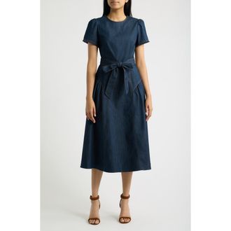 Eliza J Fit & Flare Denim Midi Dress at Nordstrom, Size 10