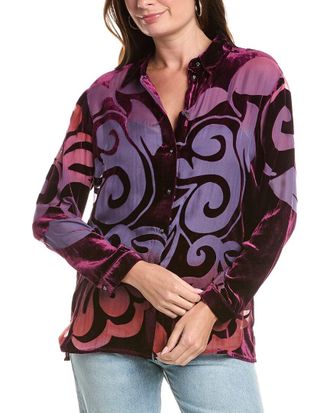 Johnny Was Bess Button-Down Silk-Blend Shirt