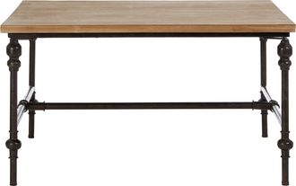 Premier Housewares Interiors by Premier Wood Top Coffee Table, Industrial Style Coffee table, Square Coffee Table, Wood Top Metal Coffee Table