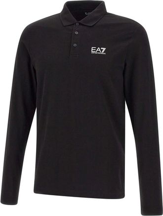 Emporio Armani Emporio Armani Ea7, Tops, Heren, Zwart, L, Katoen, Zwart poloshirt met logo-opdruk