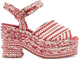 Antolina Paris Brenda 90mm sandalen met gevlochten plateauzool - Rood