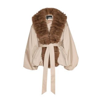 Rotate ROTATE Birger Christensen - Chaqueta con cuello de pelo sint&eacute;tico - Jackets - Mujer - Beige - XS