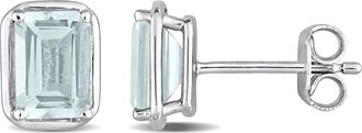Mimi & Max 1 7/8ct TGW Aquamarine Bezel Style Emerald Cut Stud Earrings in Sterling Silver