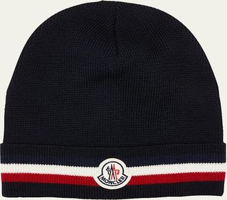 Moncler Mens Tricolor Logo Beanie