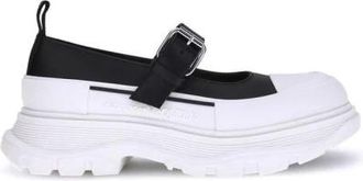 Alexander McQueen Embossed Logo Leather Trainers with Adjustable Strap