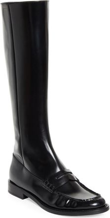 Prada Knee High Loafer Boot in Nero at Nordstrom, Size 7.5Us