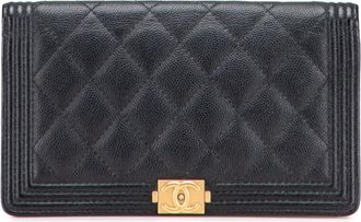 Chanel Portafoglio Boy Yen in pelle Caviar trapuntata 2018 - Nero