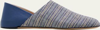 J.W.Anderson Babouche Collapsible-Heel Leather and Striped Linen Flats