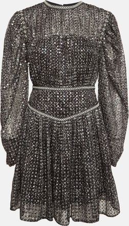 Maje Black Sequin Crepe Pleated Mini Dress