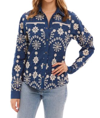 Allison New York Saylor Shirt In Chambray Eyelet