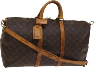Louis Vuitton Tweedehands Canvas Louis Vuitton tassen - Dames - Vintage Weekendtas - Bruin - ONE Size - Leer - Vintage