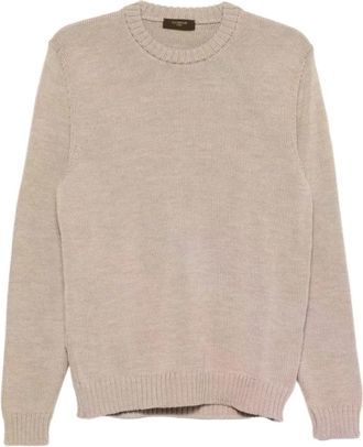 Zanone Giro Sweater - Heren - Ronde hals truien - Beige - M - Wol - Truien & Vesten