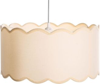 Beliani L&aacute;mpara Colgante Con Base Met&aacute;lica Y Pantalla Cil&iacute;ndrica De Tela Estilo Moderno Blanco/beige Gairezi