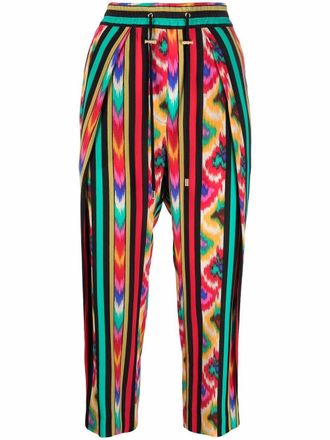 Balmain abstract-print silk trousers - women - Silk - 38 - Red