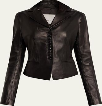 House of Dagmar Slim Lambskin Leather Blazer