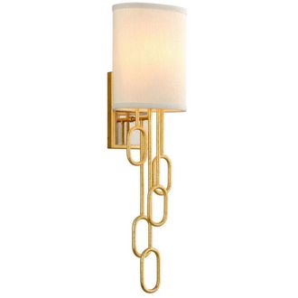 Hudson Valley Lighting Halo Aplique De Pared 1 Luz Pan De Oro, Tela