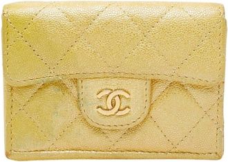 Chanel Yellow Grained Calfskin Wallet (Tri-Fold) (Pre-Owned)