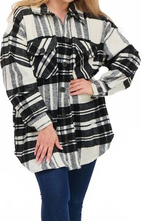Dex Clothing Button Front Shacket In Black/white Plaid