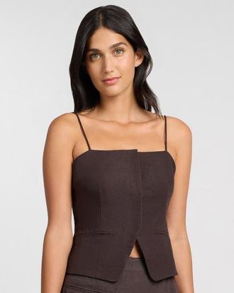Onia Air Linen Straight Neck Top in Espresso at Nordstrom, Size 12