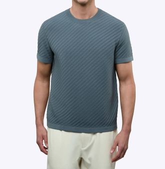 Cuts Riviera Knit Textured Tee In Naples Blue
